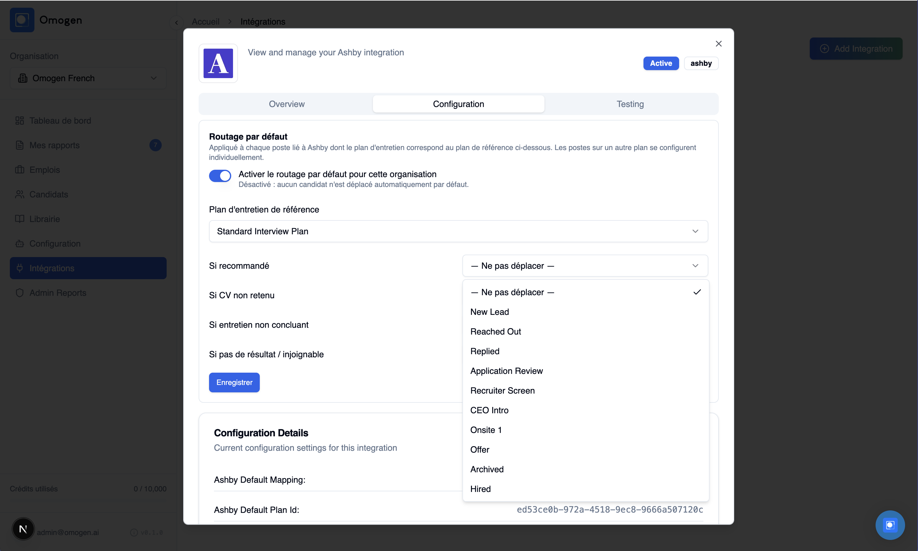 Routage par défaut Ashby