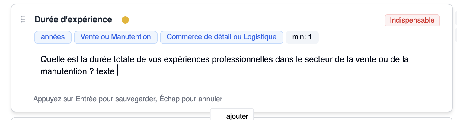 Modifier le texte d'une question