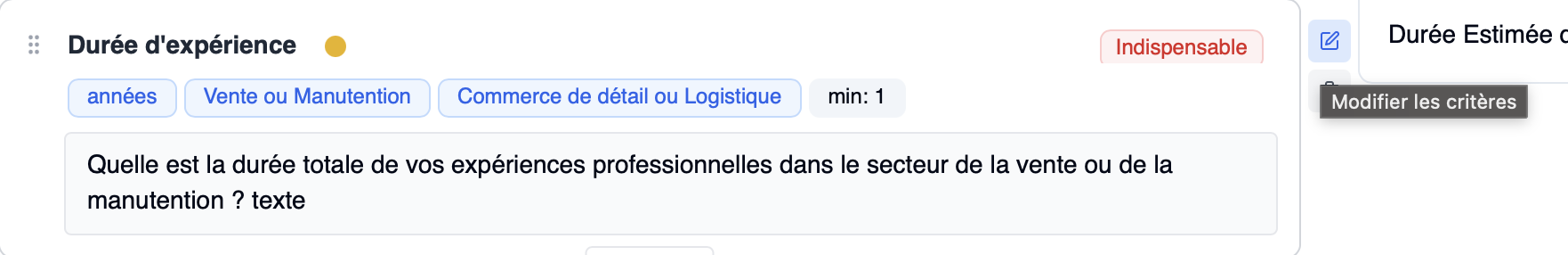 Icône crayon sur une question