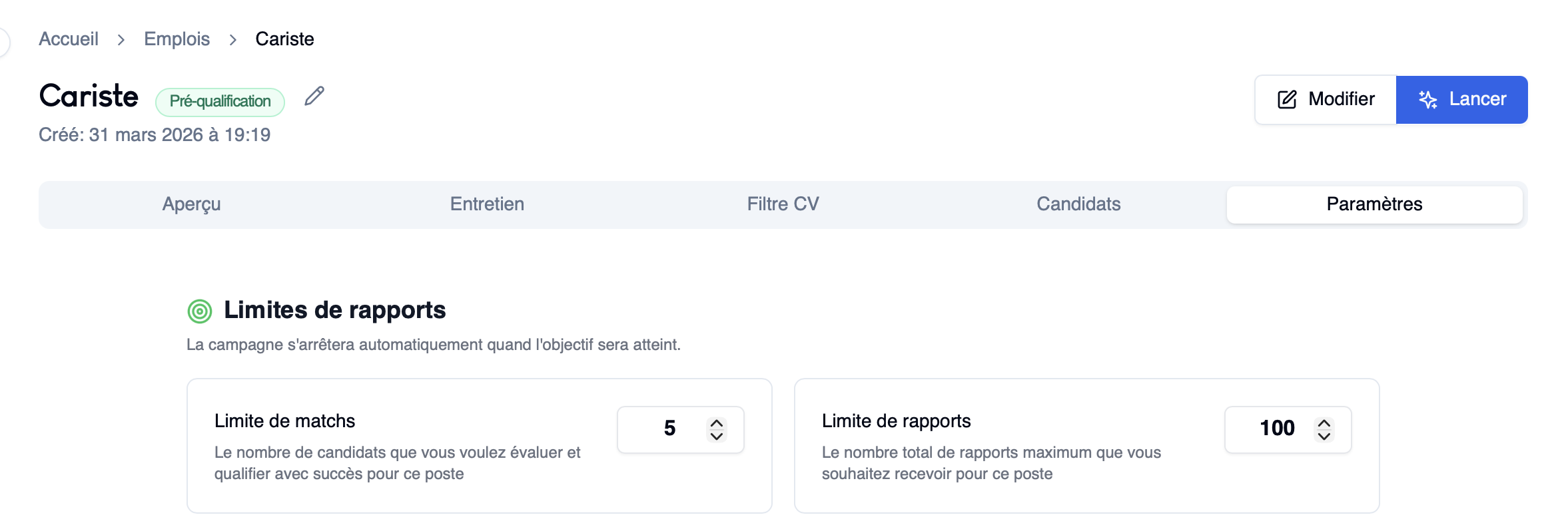 Campagne arrêtée - limite atteinte