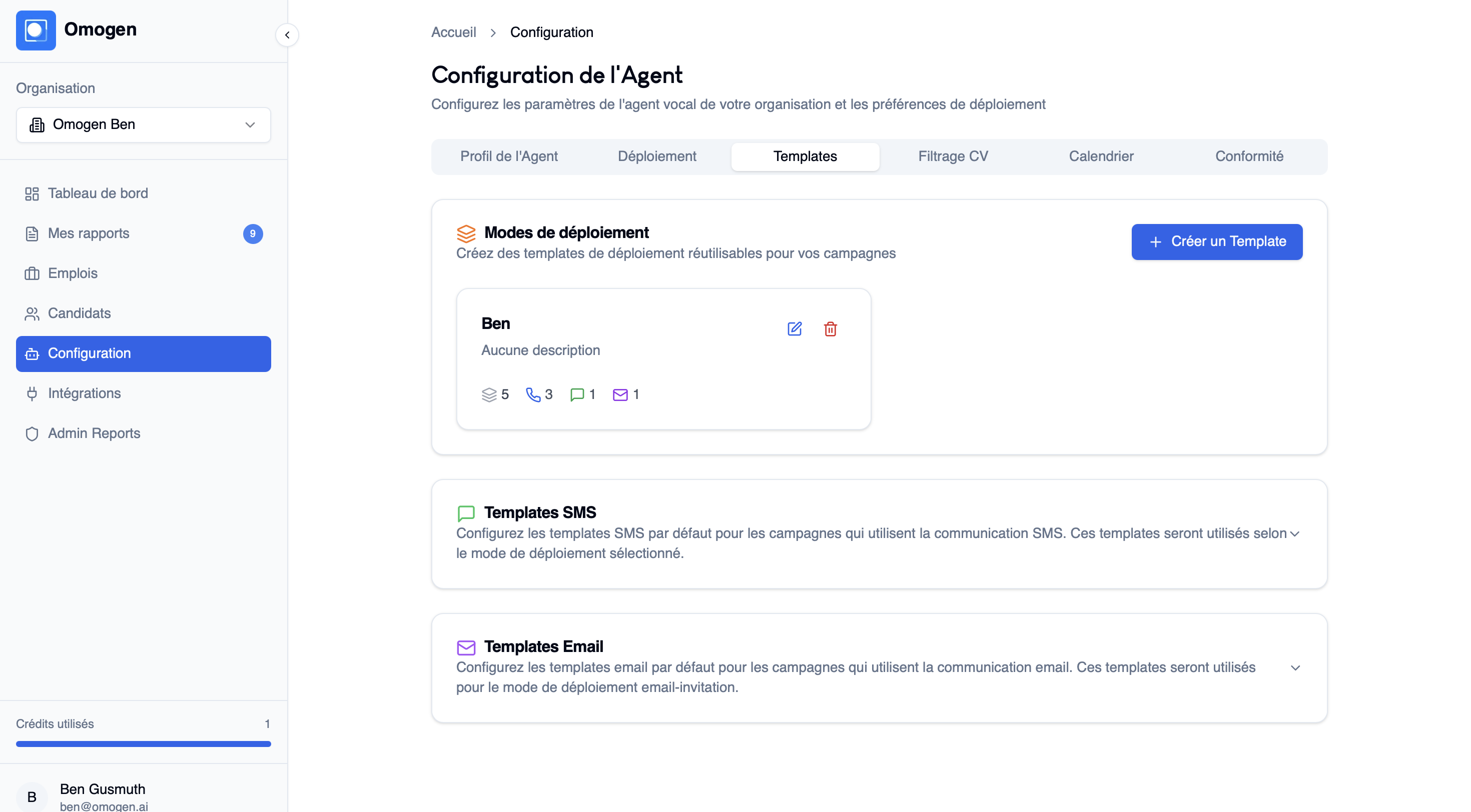 Mode de déploiement - template