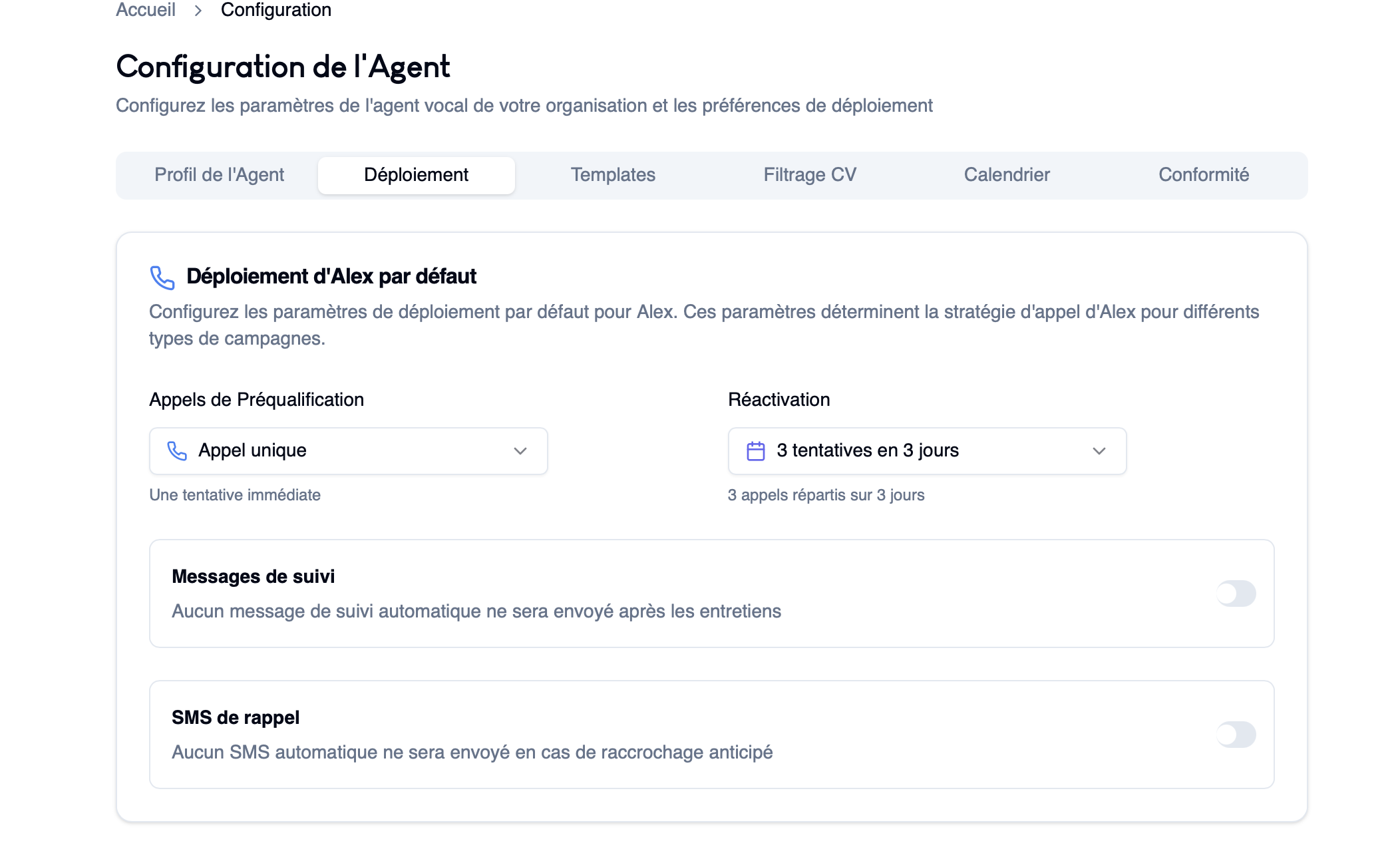 Messages automatiques - configuration