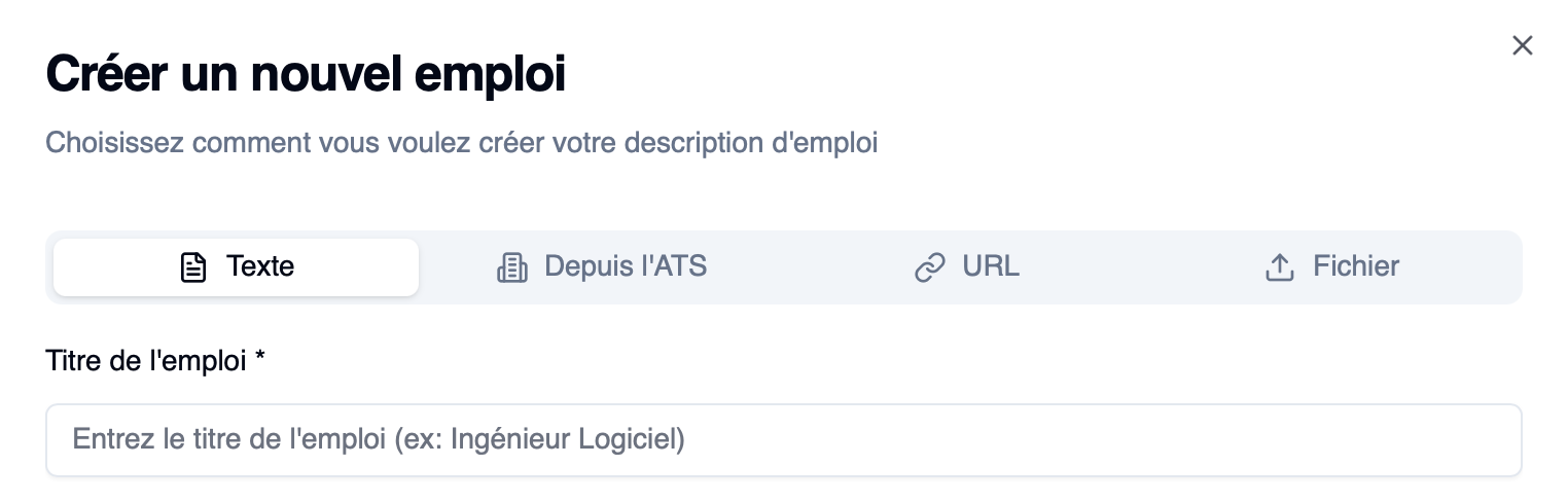 Créer un nouvel emploi — 4 méthodes d'import
