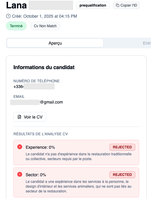 Exemple de filtre CV dans Omogen