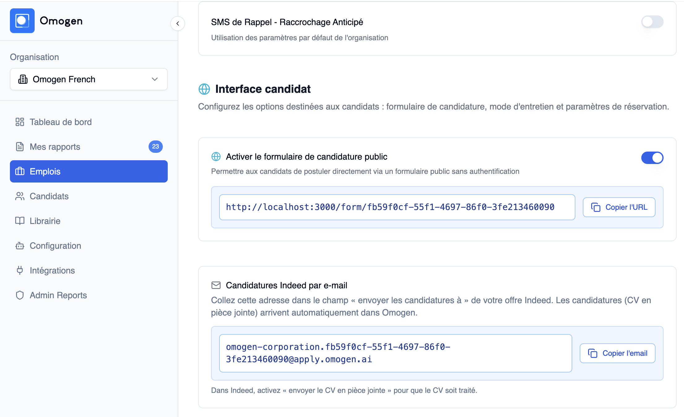 Adresse e-mail dédiée à l'offre