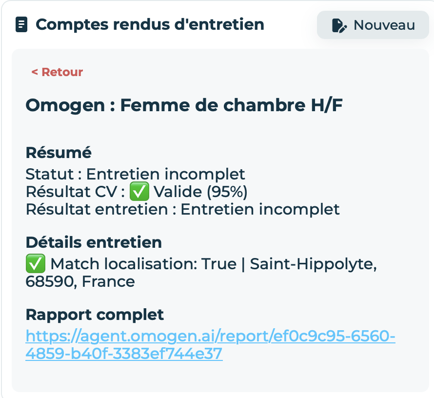 Omogen Job Explorer entretien incomplet