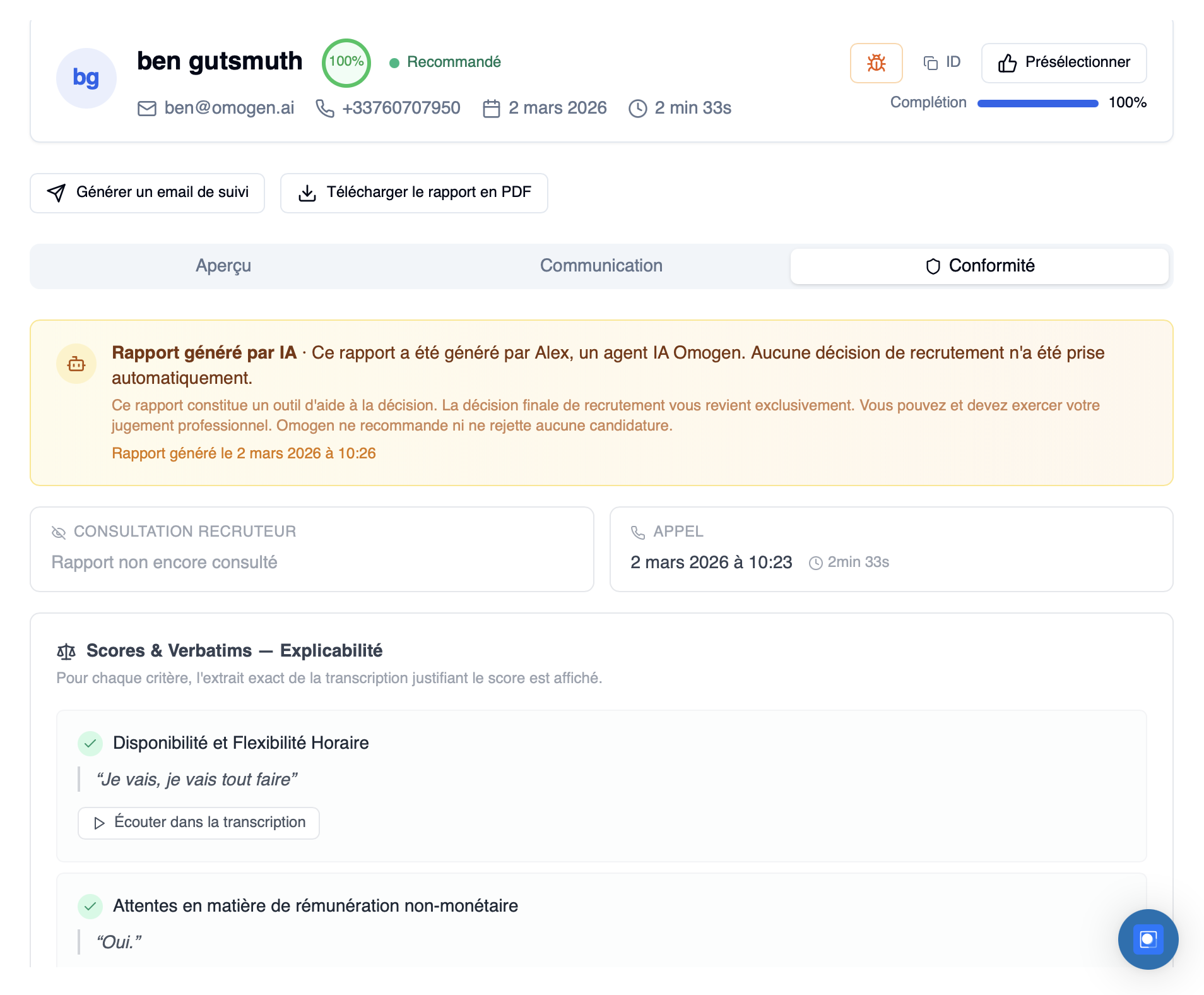 Page Conformité IA Act & RGPD