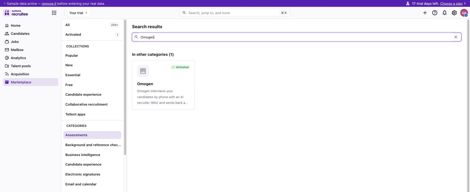 Marketplace Recruitee, Omogen