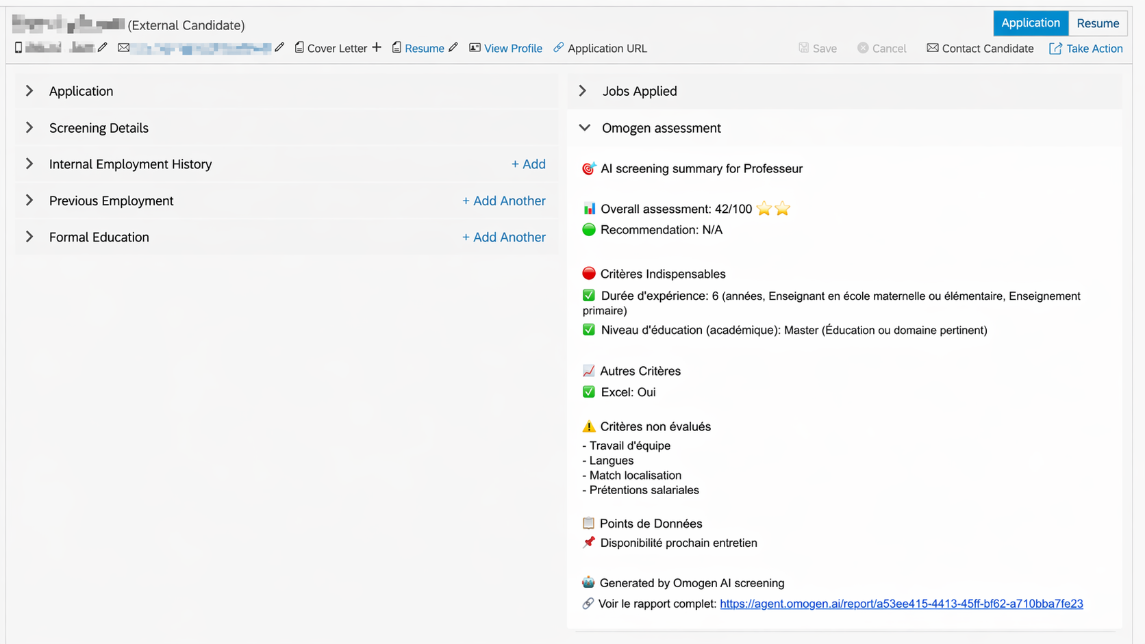 Candidat avec entretien incomplet dans SAP SuccessFactors