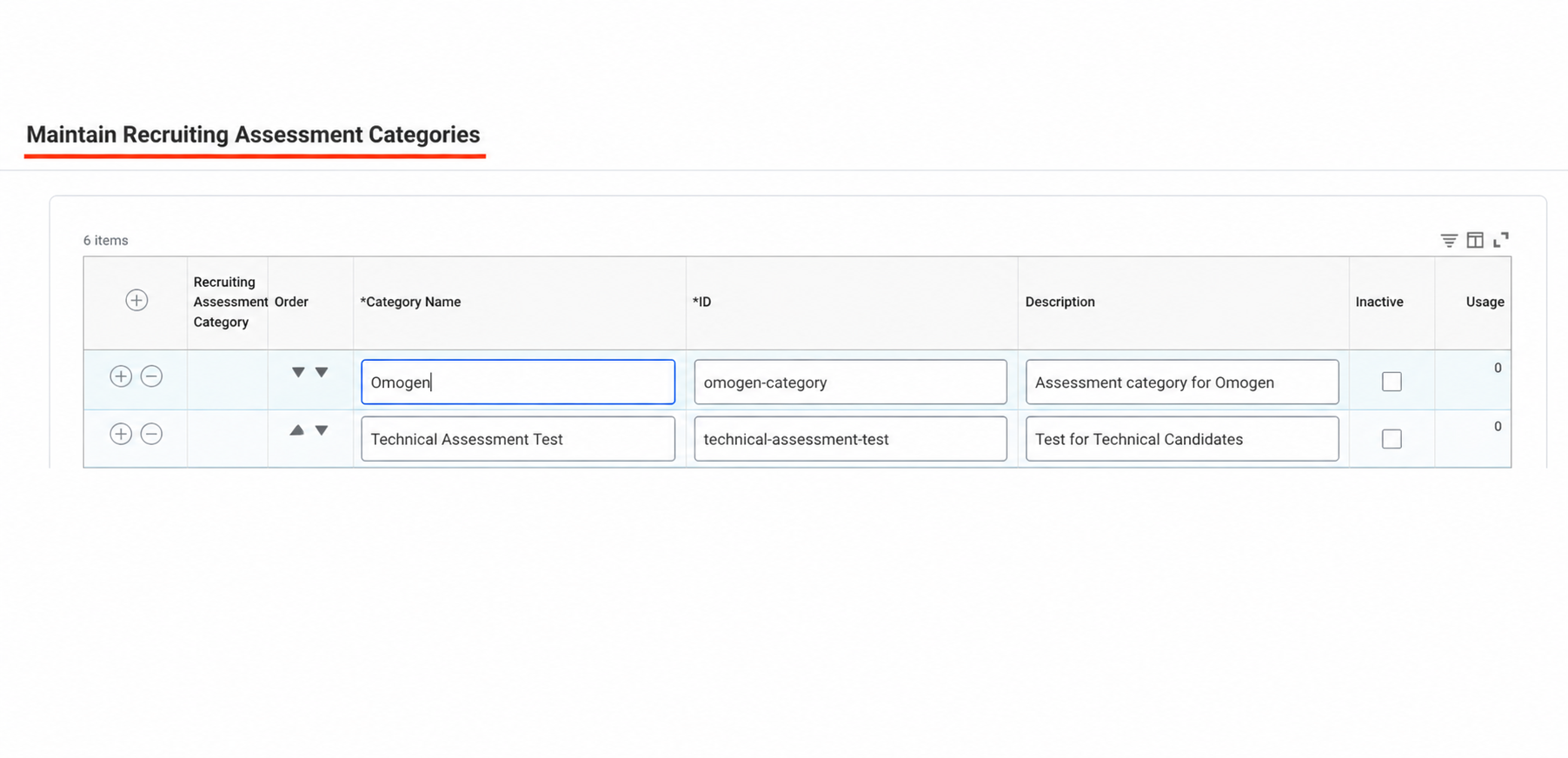 Création de la catégorie Omogen dans Workday