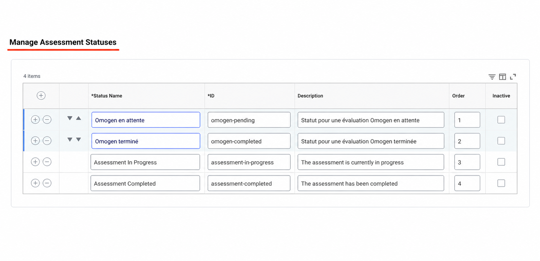 Création des statuts d'évaluation Omogen dans Workday